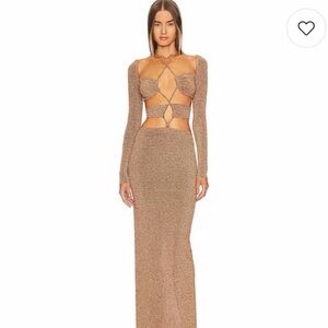 Michael Costello Gold Cut Out Maxi